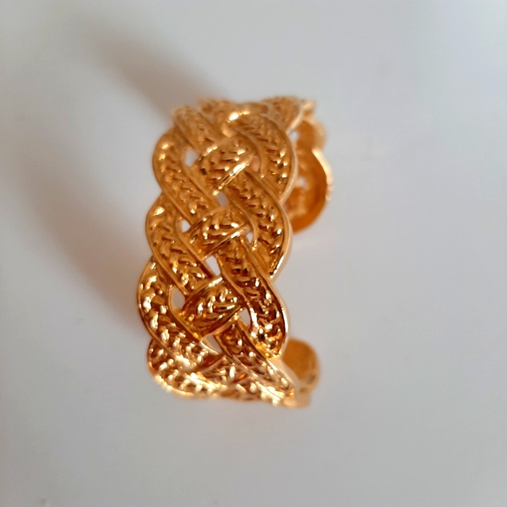 Gold Woven Bangle Bracelet
